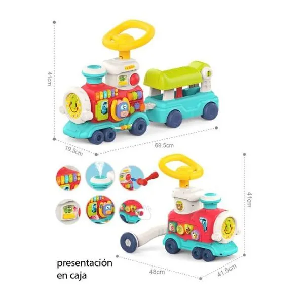 Tren caminador y pata pata. con luz, sonidos y juegos didácticos. tira humo