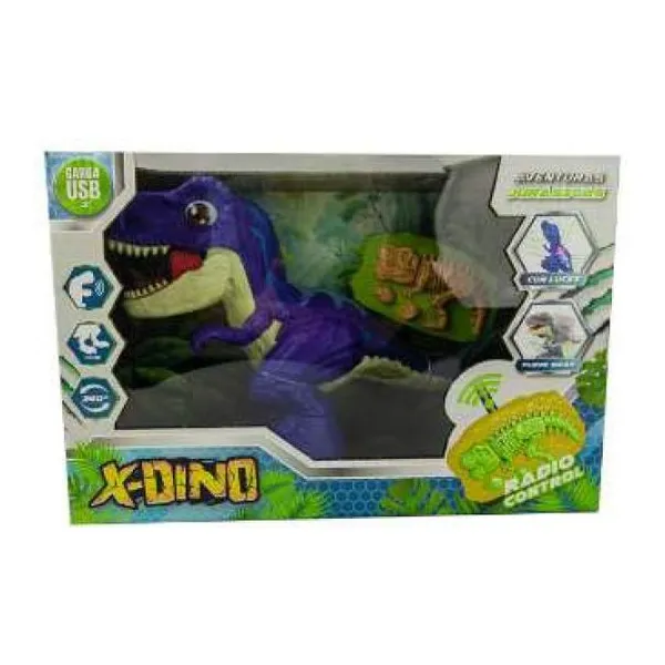 Dinosaurio radio control con luces, sonido y giro 360