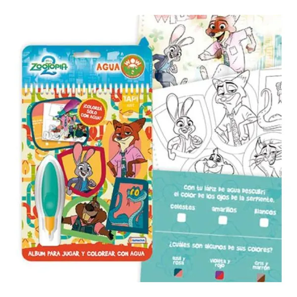Agua wow zootopia libro de actividades con lápiz mágico para pintar con agua