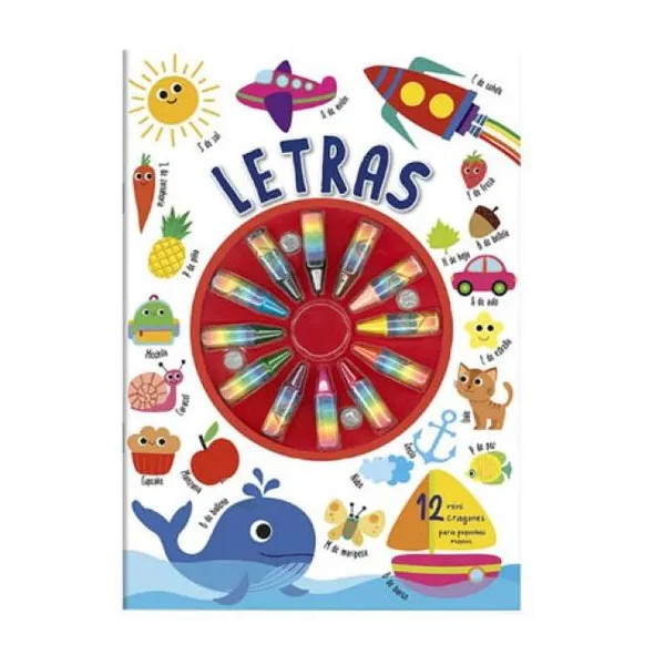 Letras 21 x29.5 cm/32 páginas/incluye mini crayones