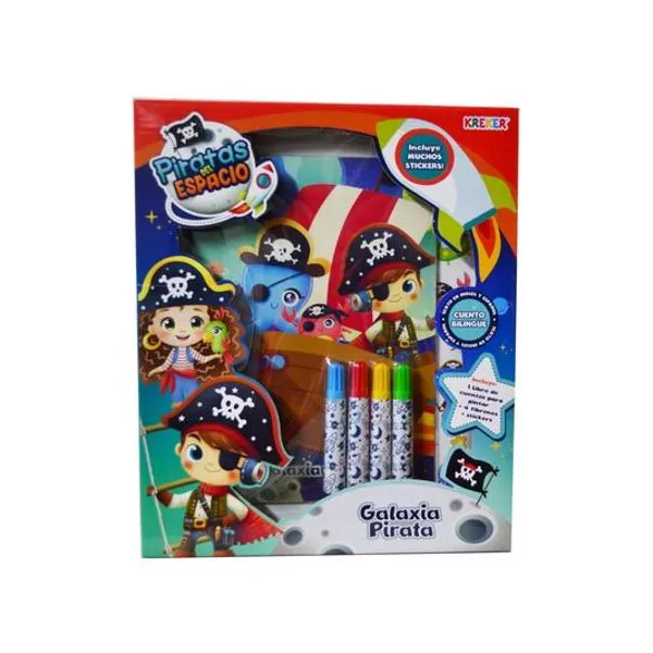 Libro para pintar con accesorios piratas del espacio 25x30 cm Kreker