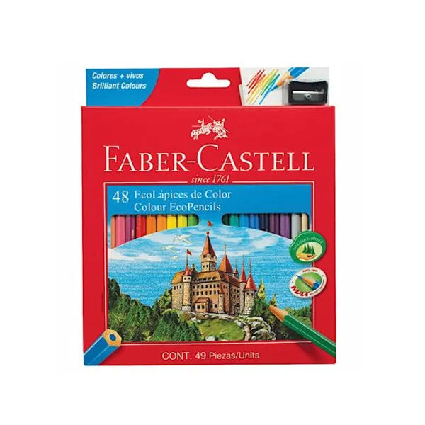 Lápices de colores Faber-Castell largos x48 unid.+ sacapuntas