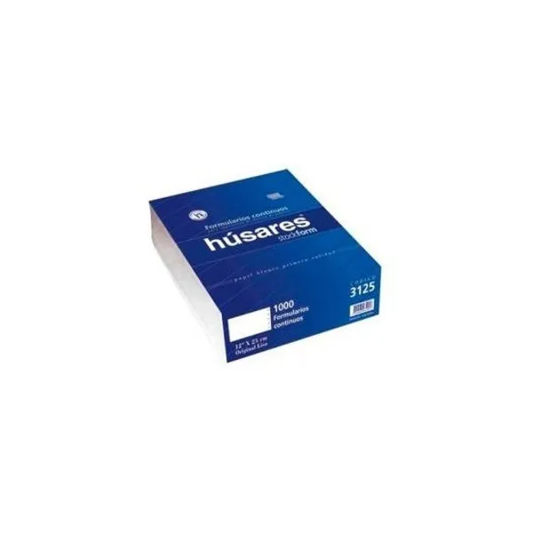 Formulario continuo original liso 12"x25 cm 65 g/m2 1000 hojas husares
