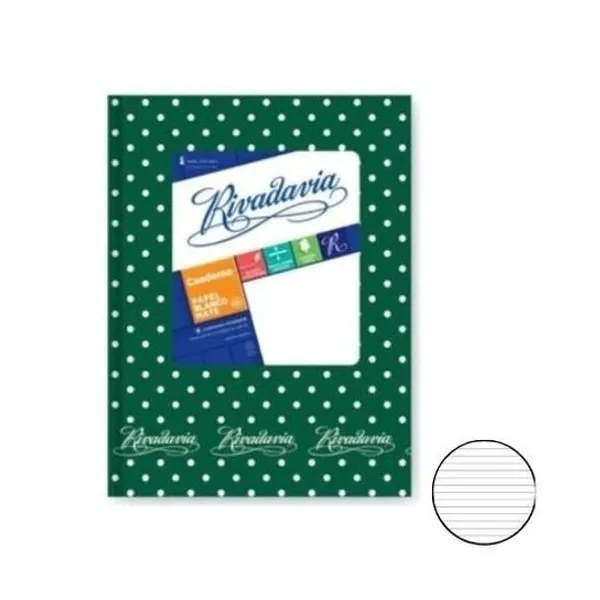 Cuaderno 16x21 rayado t/d lunar verde 50h Rivadavia