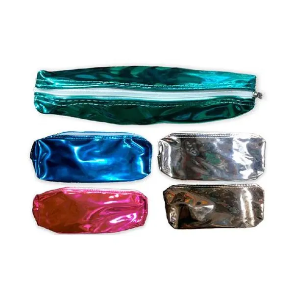 Cartuchera rectangular 9x19 cm metalizada colores surtidos