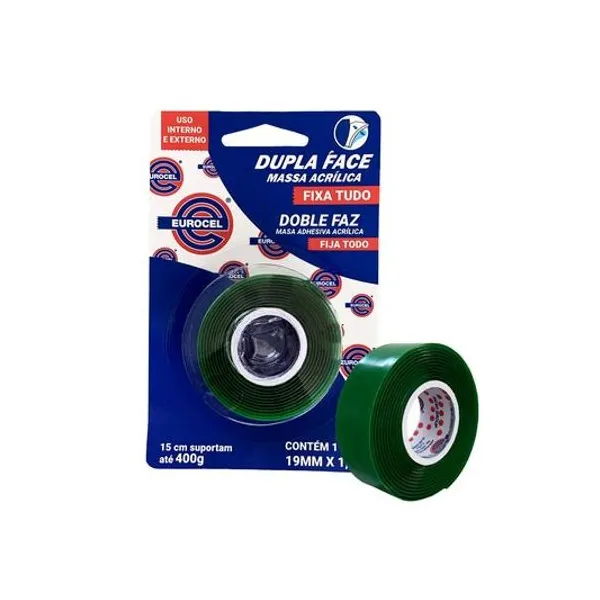 Cinta adhesiva doble faz masa acrilica 19mmx1.5 mts blister x unidad eurocel