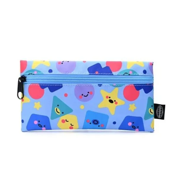 Cartuchera 1 cierre plana formas celeste 22x11.5 cm goodpak