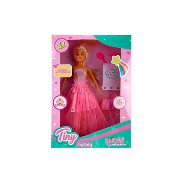 Muñeca Tiny princesa con accesorios 3 piezas en caja 23x32x5 cm