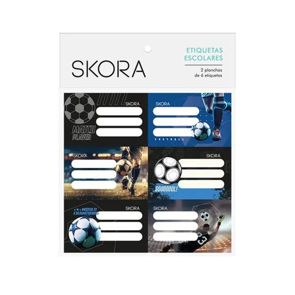 Rótulos 7x4.5 cm fútbol bolsa x12 unidades Skora