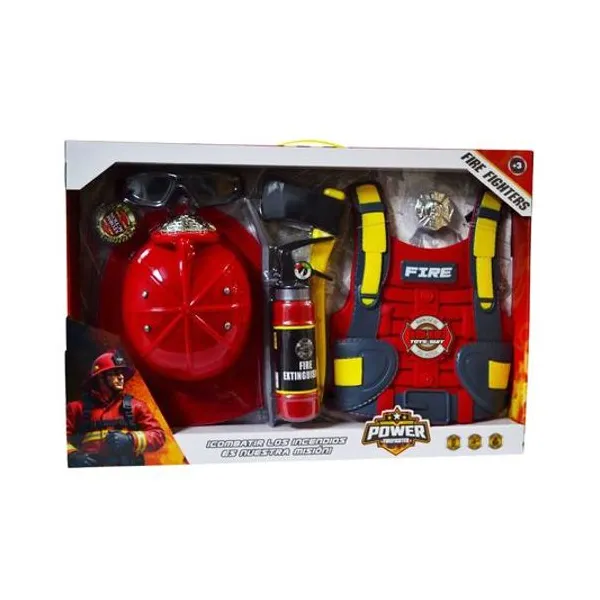 Set de bombero con casc0 en caja 59x40x6 cm