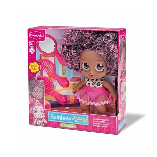 Muñeca rainbow fashion 21 cm con accesorios en caja 26x26x8 cm