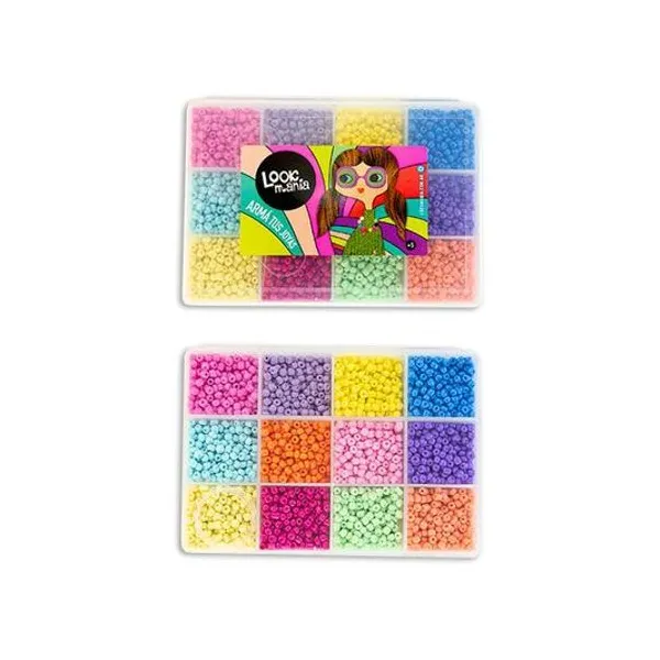 Set para armar bijou mostacillas en caja 12 divisiones 16x11x3 cm lookmania