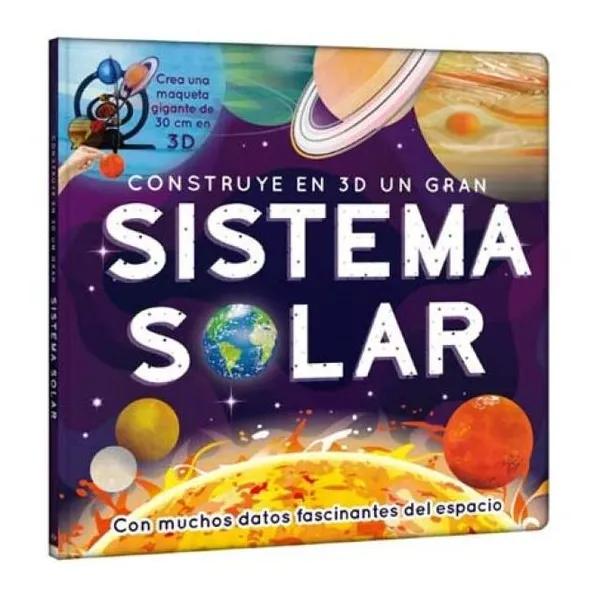 Construye sistema solar tapa dura plastificada, 30 x30 cm, 14 páginas