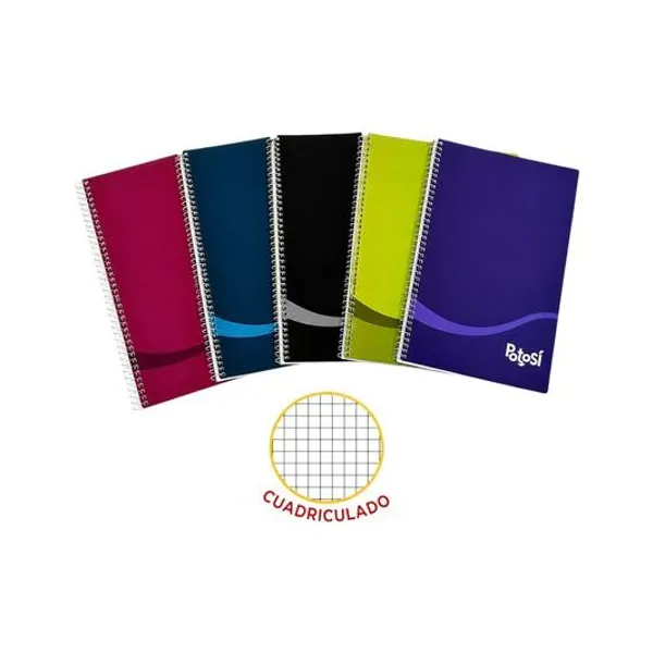 Cuaderno 16x21 cm cuadriculado 84 hojas tapa flexible con espiral x1 potosi