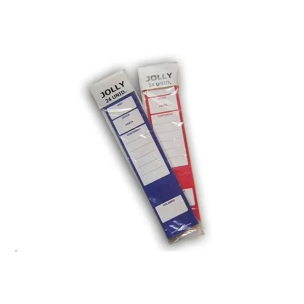 Rótulos para bibliorato x24 unidades 6.5x29.5 cm colores surtidos