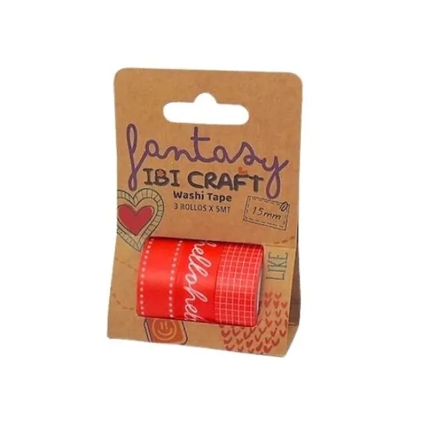 Cinta washi ibi craft fantasy red 15 mmx 5 mtsbl.x 3 unid