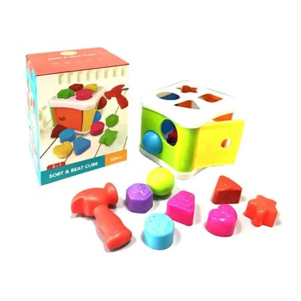 Didacticos cubo con encastres y martillo en caja