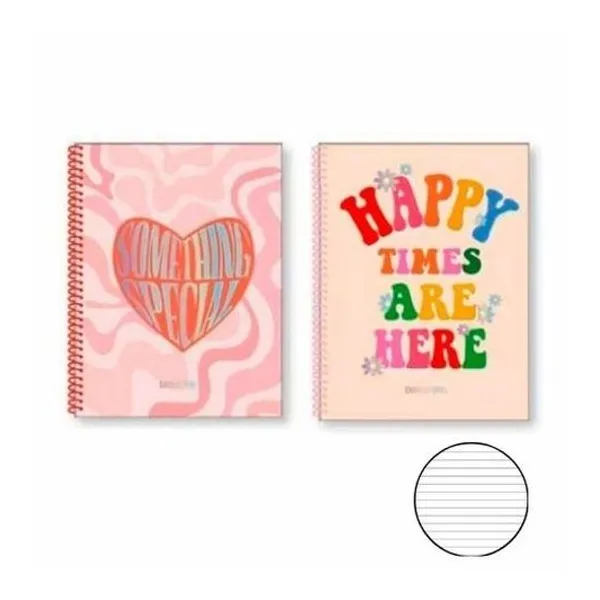 Cuaderno 22x29.7 cm rayado 80 hojas semi rigido con espiral como quieres Mooving