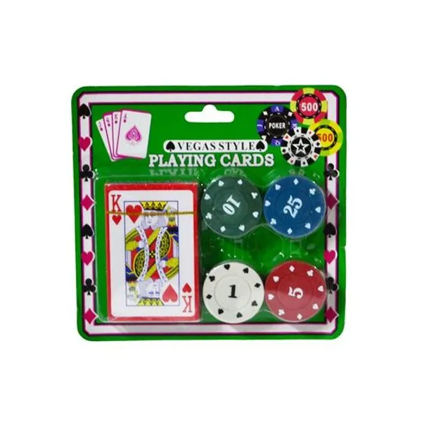 Set de poker naipes y fichas en blister 17x16 cm