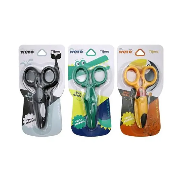 Tijera escolar plástica animales 12 cm x unidad modelos surtidos