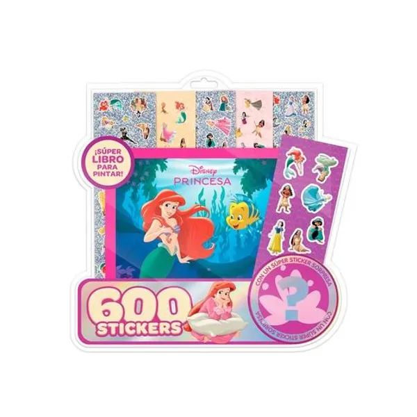 Libro para pintar con 600 stickers princesas en blister 27x26 cm