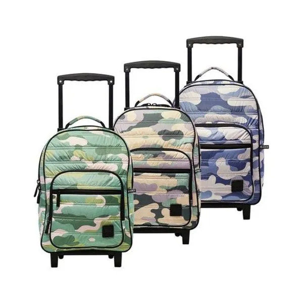 Mochila 18" con carro camuflada x unidad colores surtidos influencer