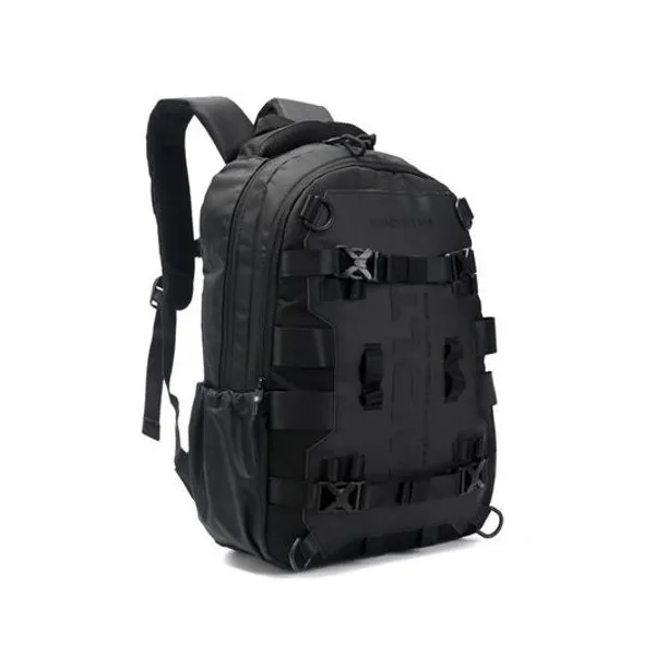 Mochila 18" espalda portenotebook negra con cinta para valijas wanderlust
