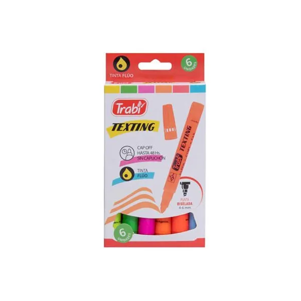 Resaltador trabi texting caja x6 colores surtidos