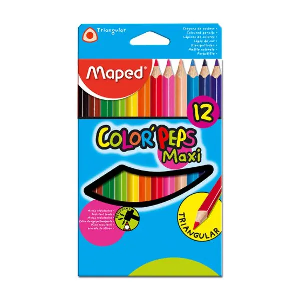 Lápices de colores Maped colorpeps jumbo largos x12 unid.