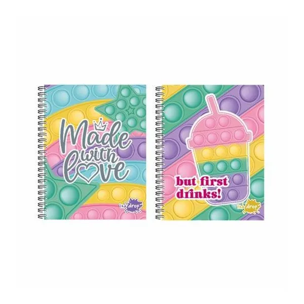 Cuaderno 22x29 cm rayado 80h semi rigido con espiral pop it pastel x1 surtido inkdrop