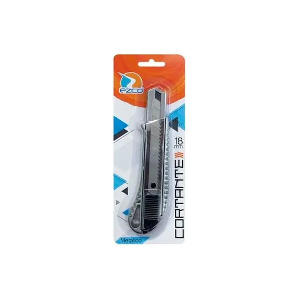 Trincheta metálica con guia 18 mm en blister Ezco