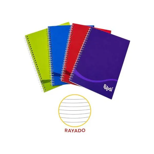 Cuaderno 16x21 rayado 42 hojas tapa flexible con espiral potosi