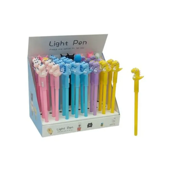 Bolígrafo azul 0.7 mm dinosaurio con luz x1 modelos surtidos