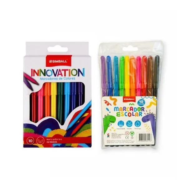 Marcador escolar al agua innovation caja x10 unidades Simball