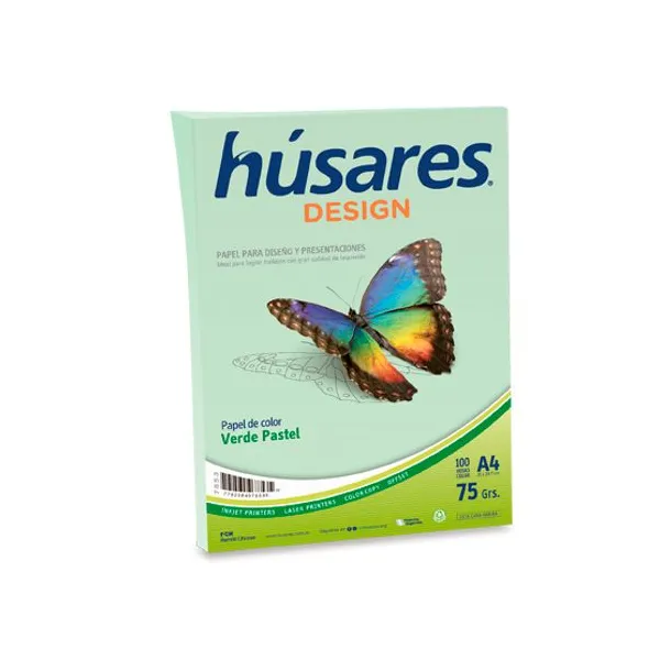Papel husares design pastel verde tamaño a4 75 grsest.x 100 hjs.