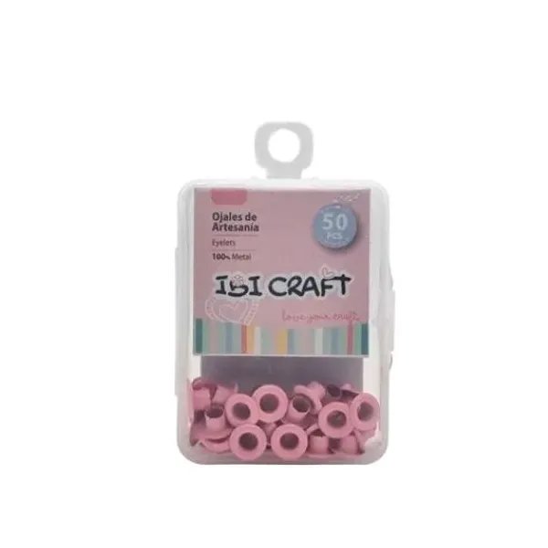 Ojalillos ibi craft de aluminio rosa pastel x50 unid.