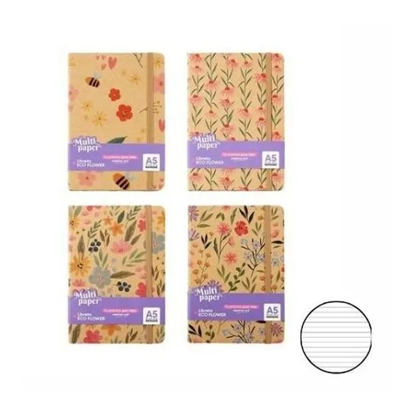 Cuaderno 14.5x21 cm rayado 96 hojas tapa dura eco flower x1 modelos surtidos multipaper