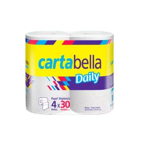 Papel higienico cartabella hoja simple 4 x30 mts