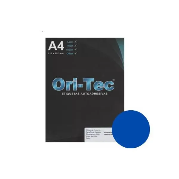 Etiquetas ori-tec laser a4 para diskette azul est.x 25 hjs.
