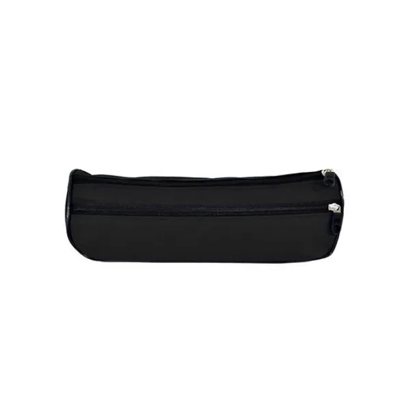 Cartuchera rectangular 2 cierres lisa negra 24 cm