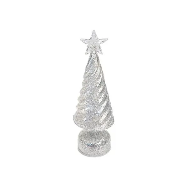 Árbol acrílico plateado con estrella y luz 25 cm