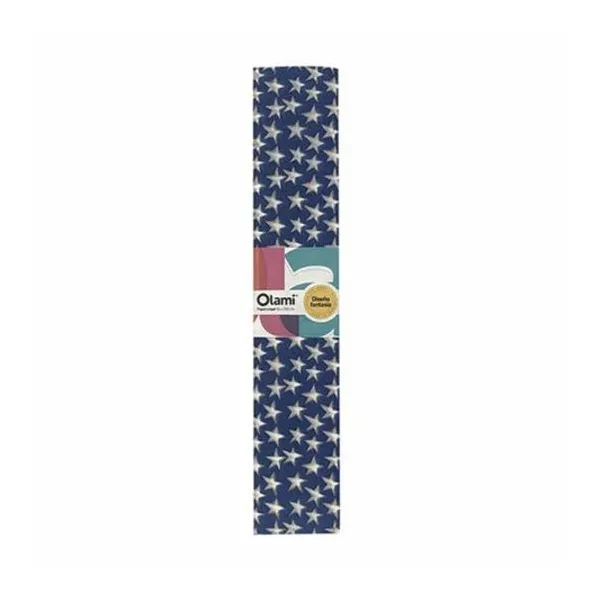 Papel crepe fantasia 50 cm estrellas azul x10 unidades olami