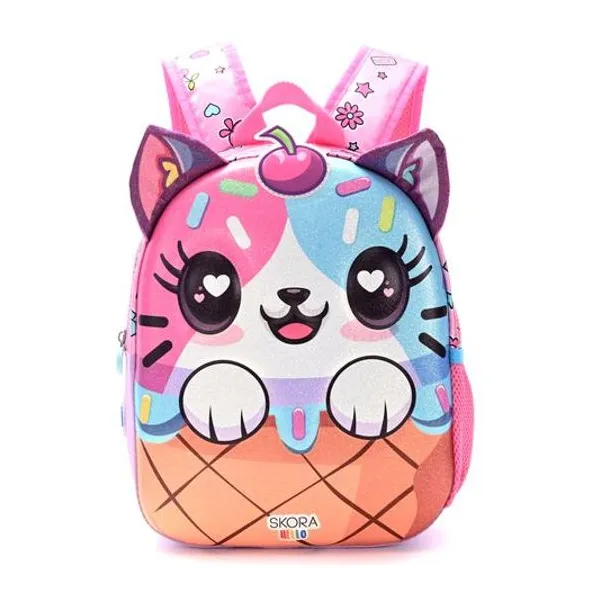 Mochila 12" espalda termoformada kawaii gatito Skora