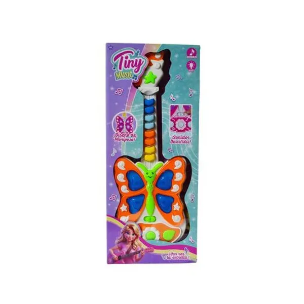 Guitarra musical a pila en caja 19.5x47 cm