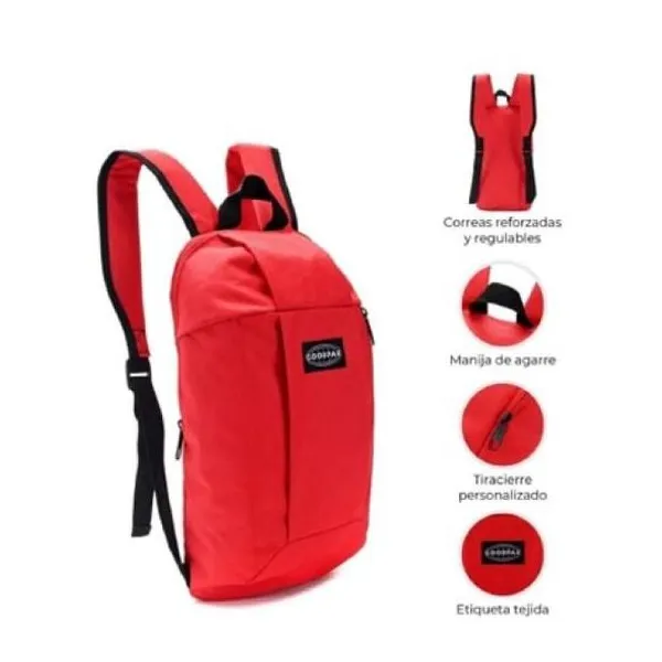 Mochila goodpak bolsillo delantero con manija rojo 21 x14 x31 cm