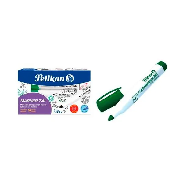Marcador para pizarra marker 741 verde x10 Pelikan