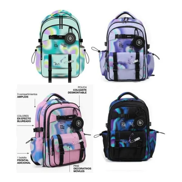 Mochila blurred espalda 18" colores surtidos