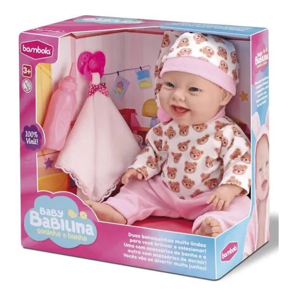 Boneca baby babilina acessorios - siesta 34 cm