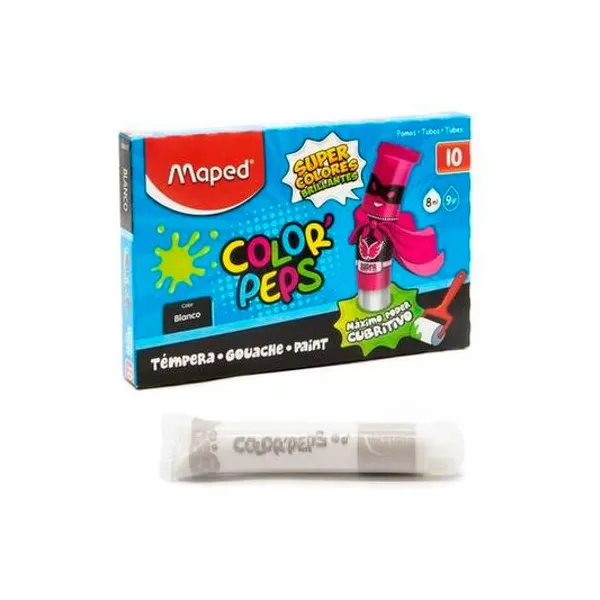 Témpera color peps blanco nieve 8 ml caja x10 Maped