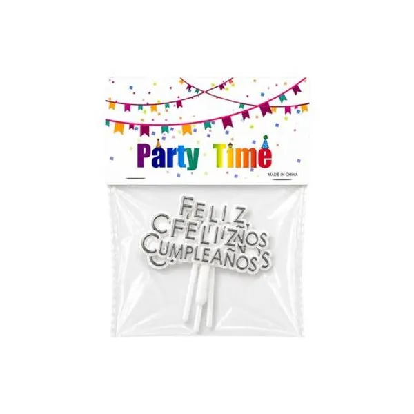 Adorno cake topper feliz cumpleaños 5 cm bolsa x5